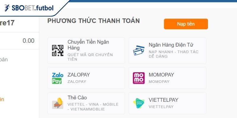Nạp Rút Tiền 1 Các phương thức nạp rút tiền SBOBET được ưa chuộng nhất